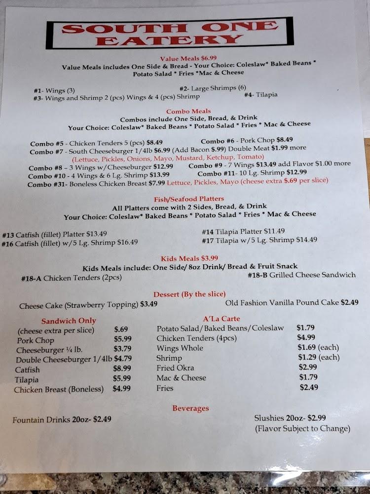 South One Eatery Menu image 1